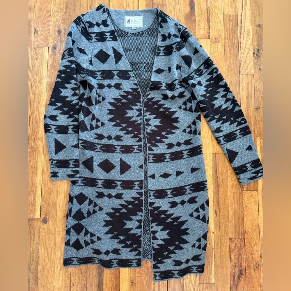 Outback Trading Co. Black and Gray Aztec Sweater